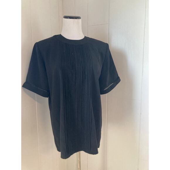 Kim Rogers Black Pin Tucked Pullover Blouse, Size  8 - Picture 1 of 6